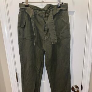 Green high waisted wide leg cargo pants
